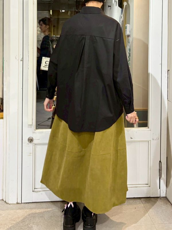 波點抓皺拼接襯衫 