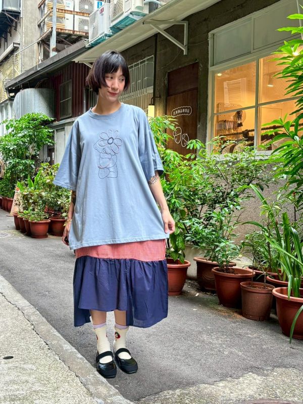 熊與立體花tee 