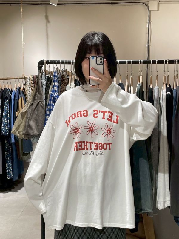 Let’s grow落肩長袖上衣 