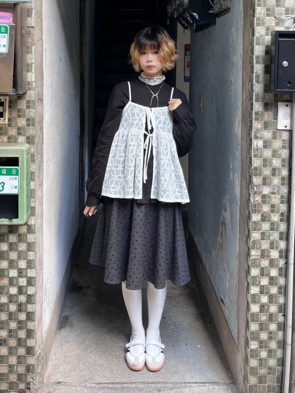 網格滿版花花綁帶可調節吊帶背心 