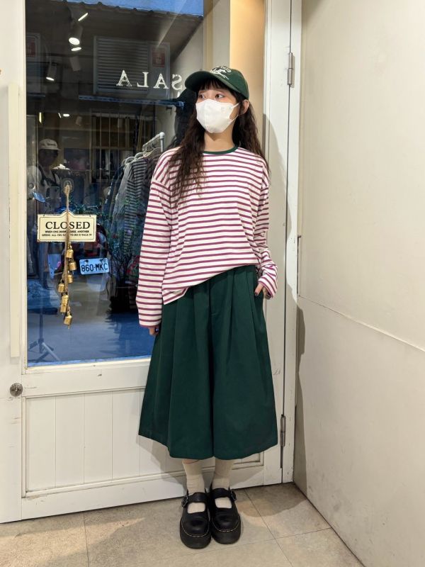 琥珀釦打褶七分寬褲 