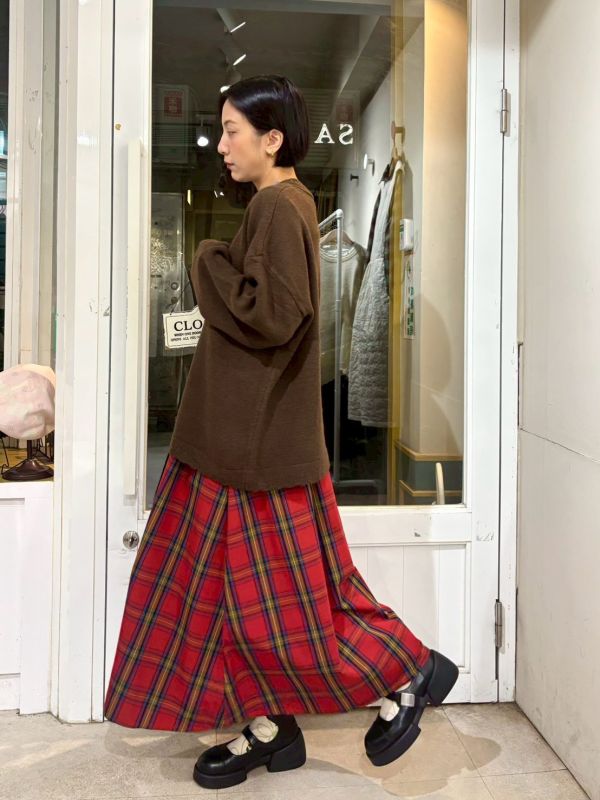 蘇格蘭紅格紋散裝A字裙 