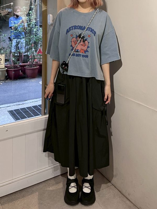 水洗藍原子小金剛落肩短版Tee 