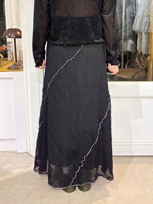 不規則縫線彈性長裙 