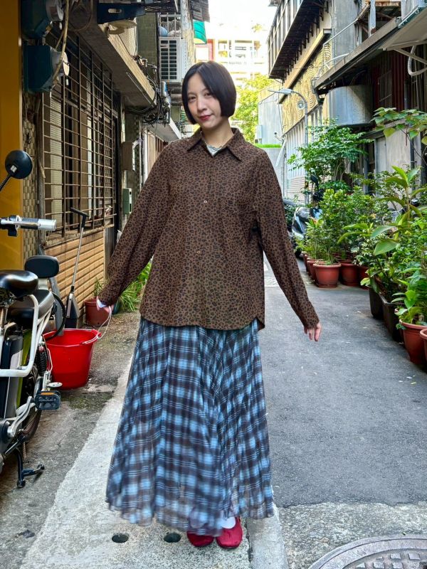 麂皮質感豹紋襯衫 