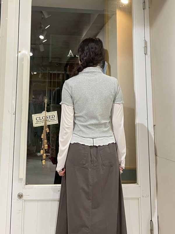 休閒棉質雙拉線立體車線翻領短袖合身上衣 