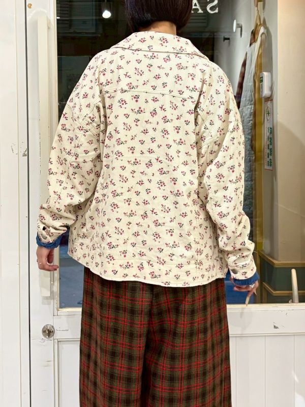 小碎花金屬釦燈芯絨外套 