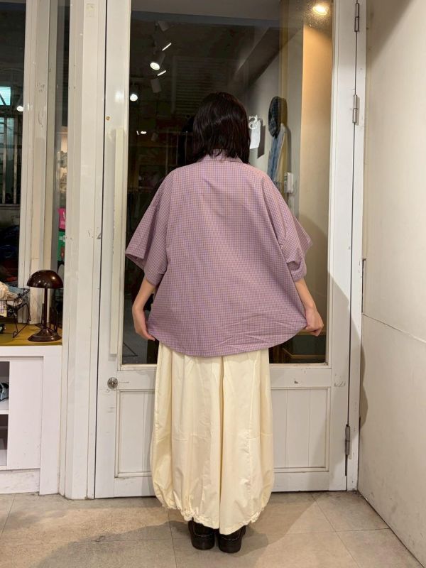 撞色格紋雙口袋寬鬆襯衫 
