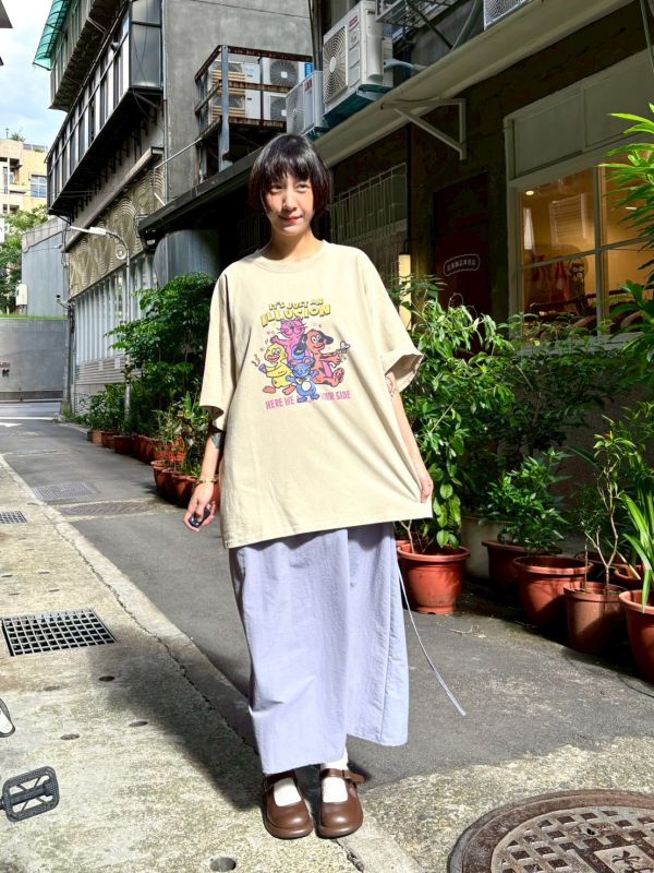 Illusion 貓狗鴨鼠手繪卡通tee 