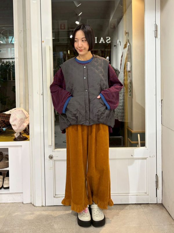 蝴蝶結壓紋鋪棉背心 