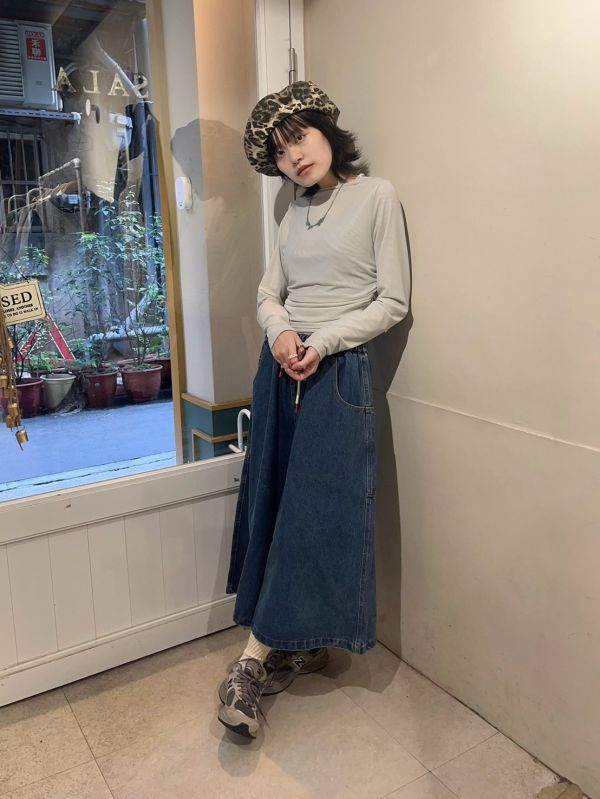 男友風寬大率性鬆緊腰七分褲 