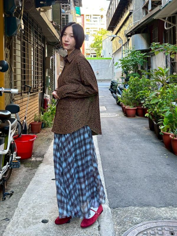 麂皮質感豹紋襯衫 