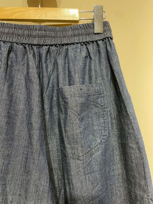 長頸鹿刺繡薄牛仔綁帶寬褲 