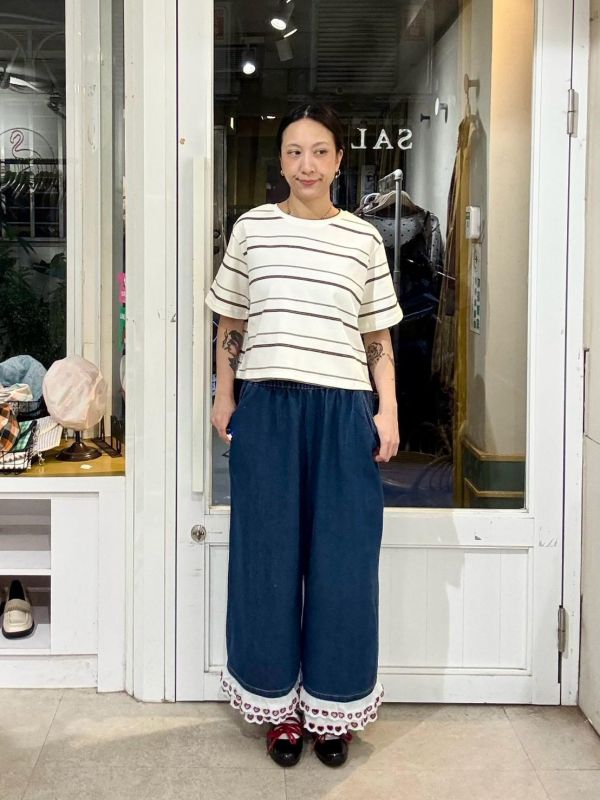 撞色條紋短版tee 