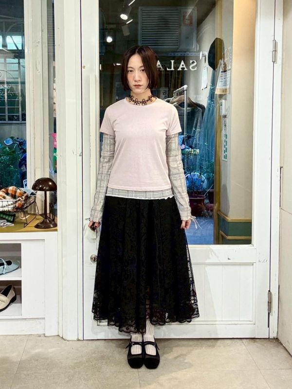 黑色傘狀蕾絲裙 