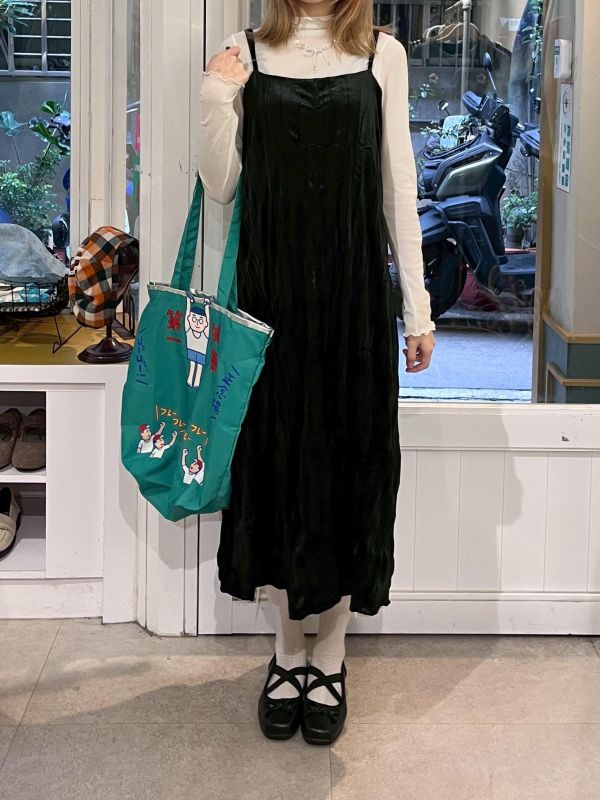 皺皺絲絨可調節吊帶長裙 