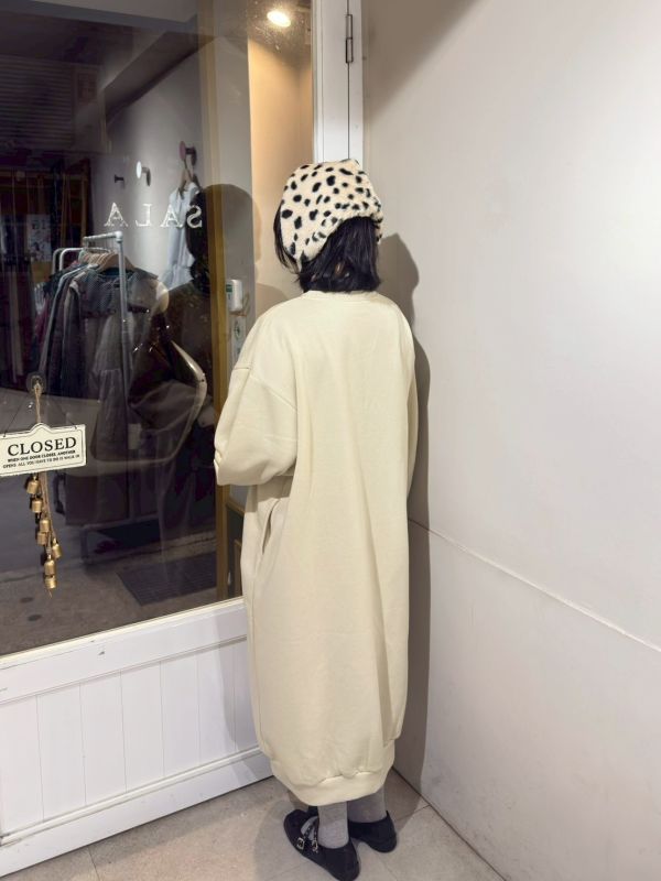 棉質加絨寬鬆繭型長洋裝 