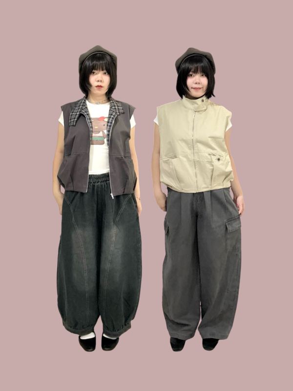 質感格紋內裏鈕扣翻領背心 