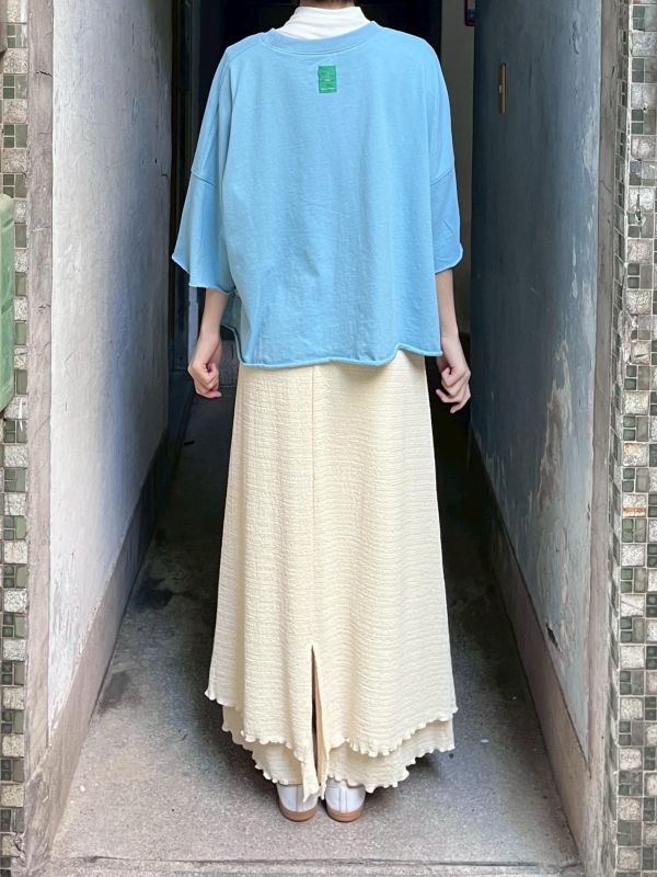 復古樹木彩繪印花不收邊短版上衣 