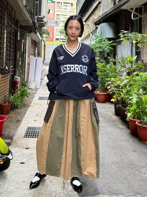 豹紋立體大口袋拼接工裝裙 