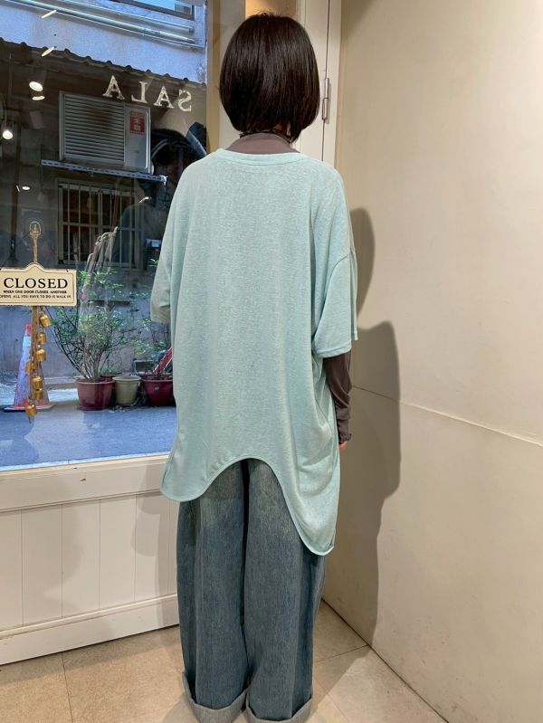 牛奶線條造型竹節棉微透短T 