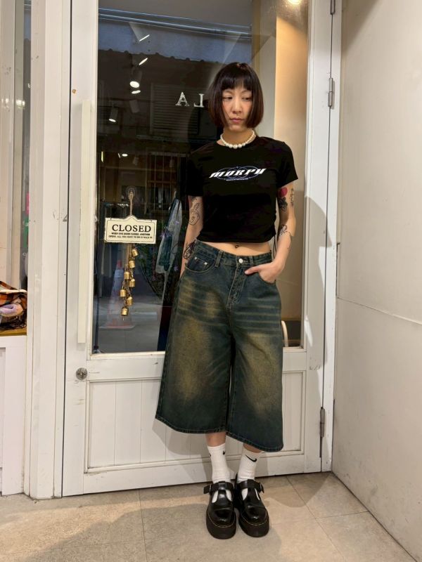 兩側彈性抽繩合身短tee 