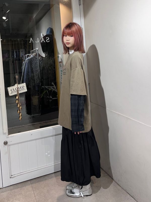老虎印花拼接襯衫假兩件長袖上衣 