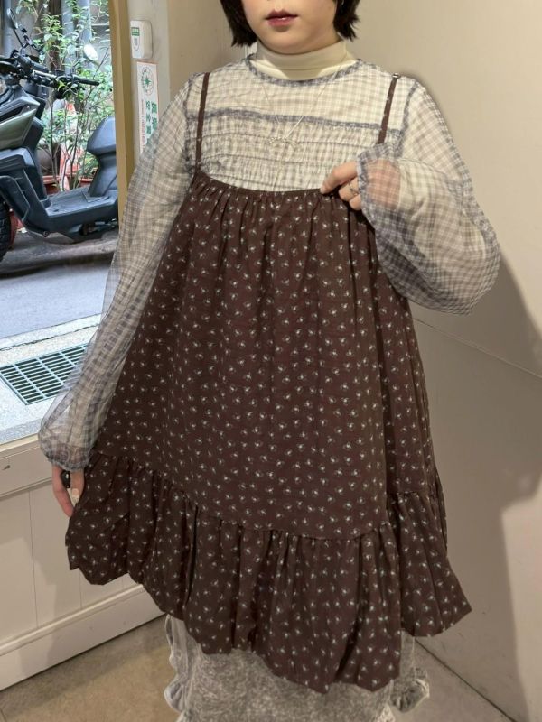 氣球下擺小花鬆緊吊帶背心 