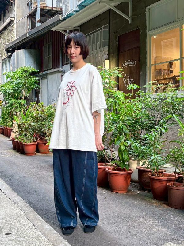 熊與立體花tee 