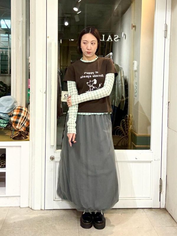 格子微高領微透膚內搭上衣 