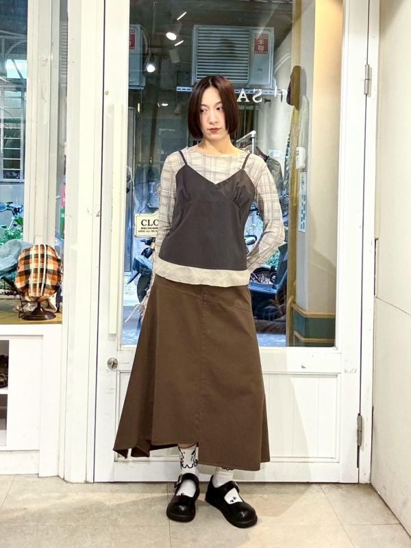 下擺透膚紗拼接吊帶背心 