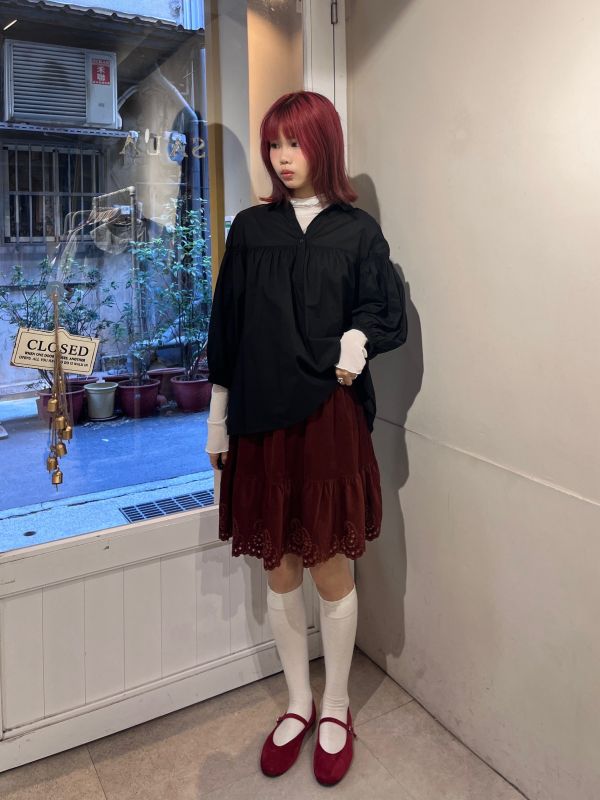 磚紅色燈芯絨兩穿設計：吊帶背心/短裙 