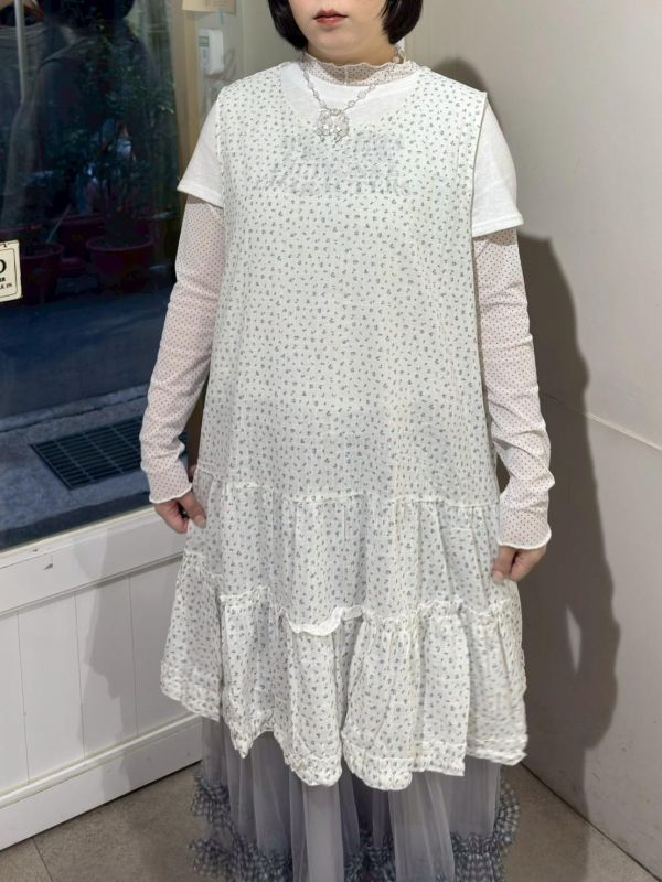 小碎花蛋糕荷葉下擺背心裙 