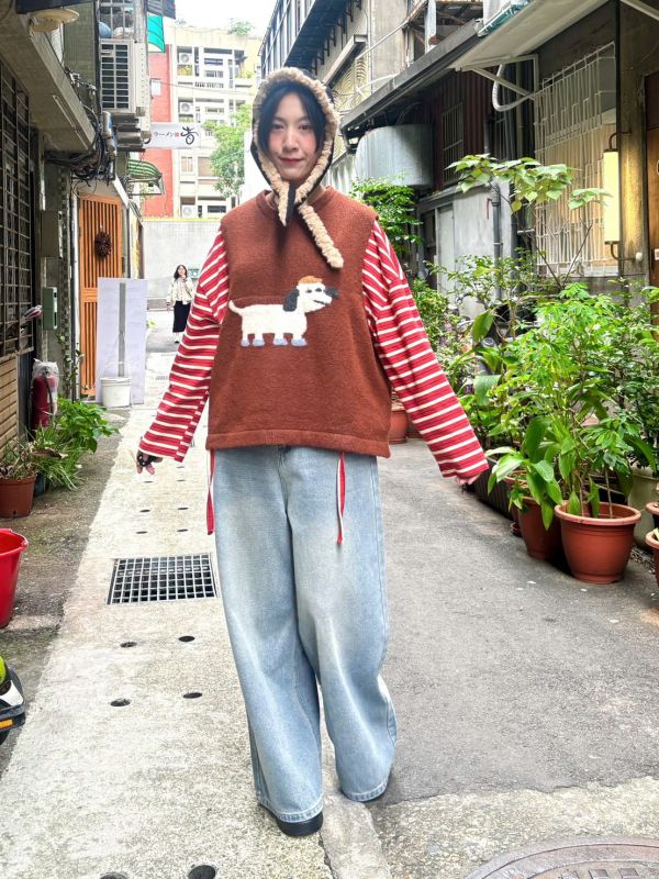 狗狗橘色針織毛線背心 