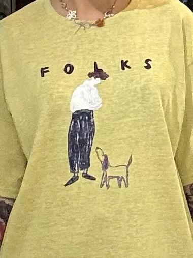 天竺眠涼感手繪folks Tee 