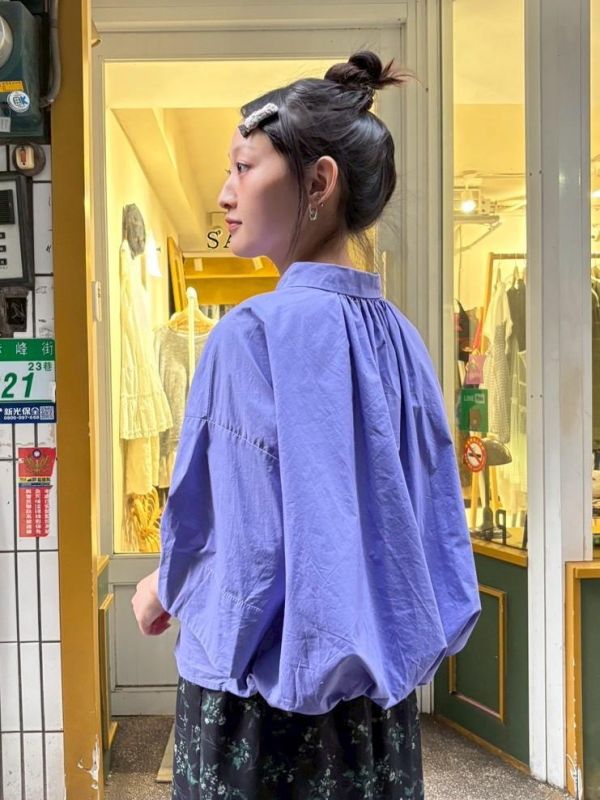氣球下擺短版襯衫 