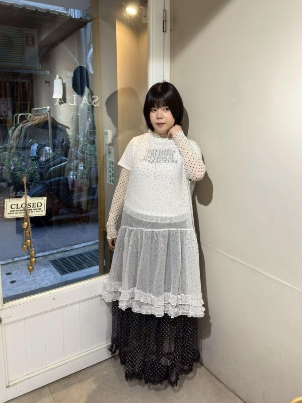 透透紗雙層蛋糕下擺長版背心 