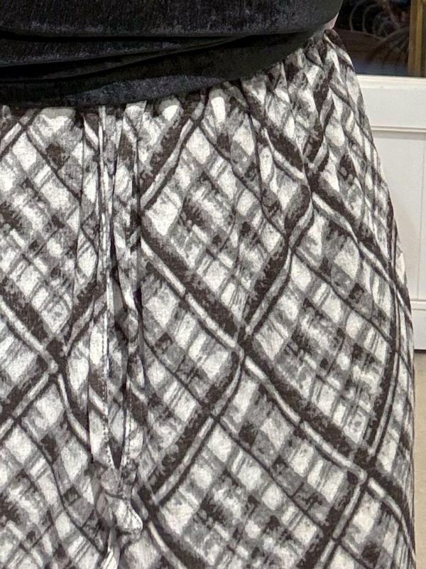 伸縮腰彈性格紋魚尾長裙 