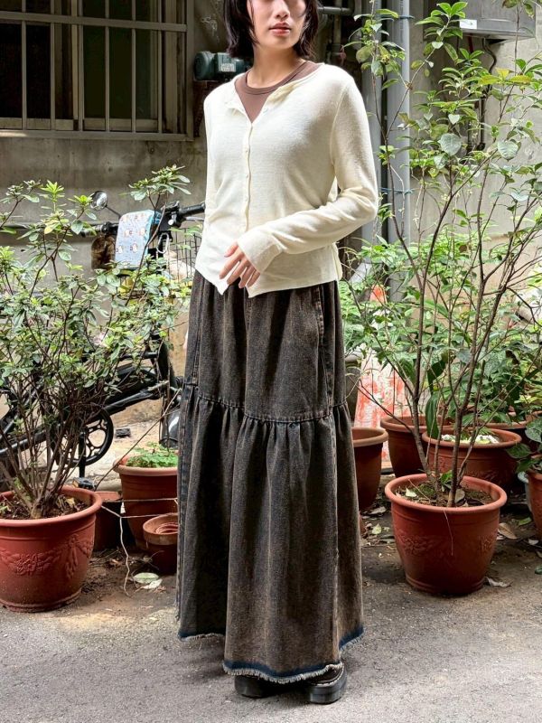 下擺倒V側邊抽皺針織排扣小外套 