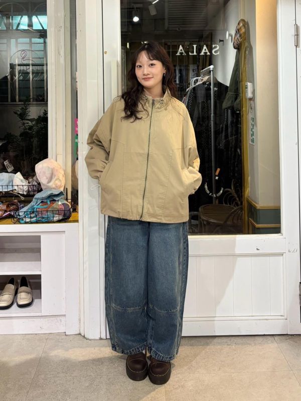 車線錐形九分牛仔褲 