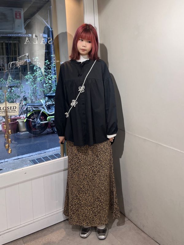 側拉鍊豹紋魚尾裙 