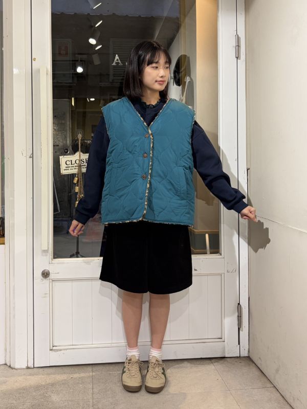 雙面穿絎縫鋪棉x圖騰QQ毛背心 