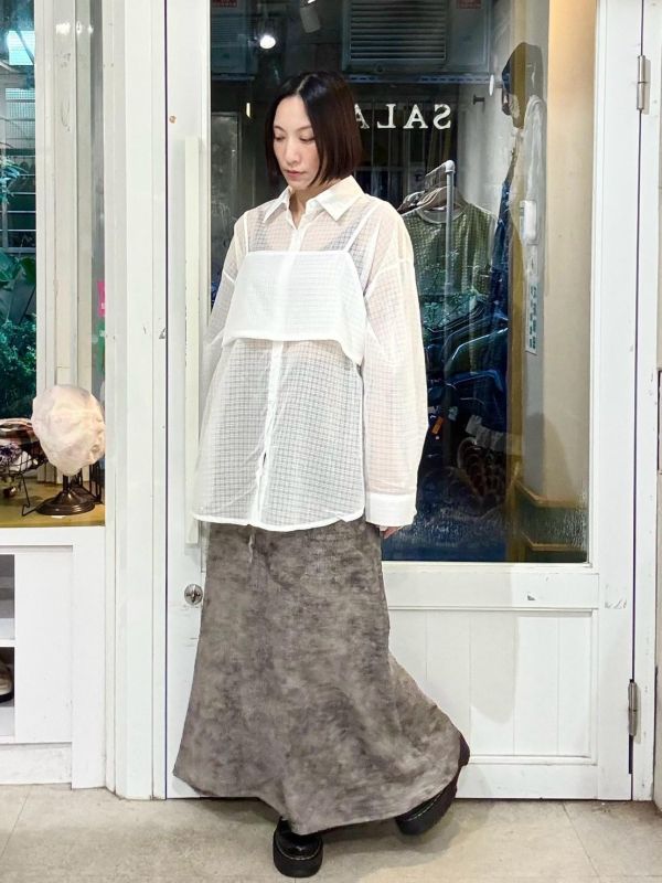 皺皺布雲彩紋魚尾裙 