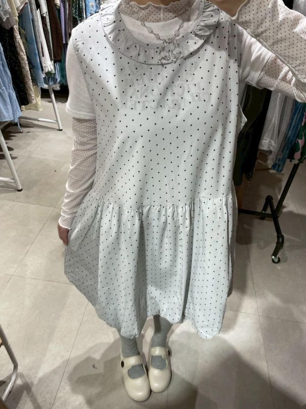 點點荷葉領花苞下擺背心裙 