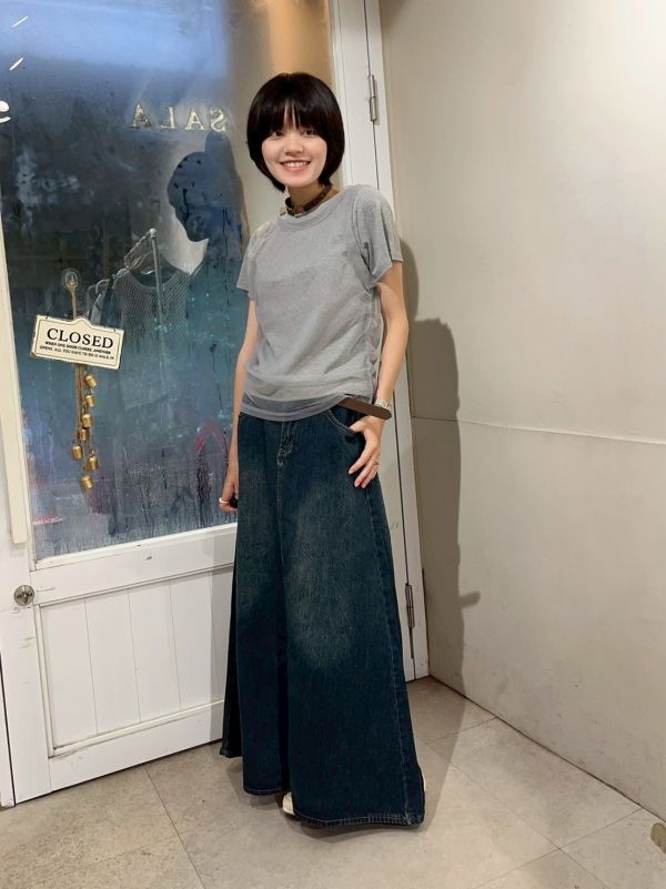 兩件式背心紗腰抓皺+素色短T 