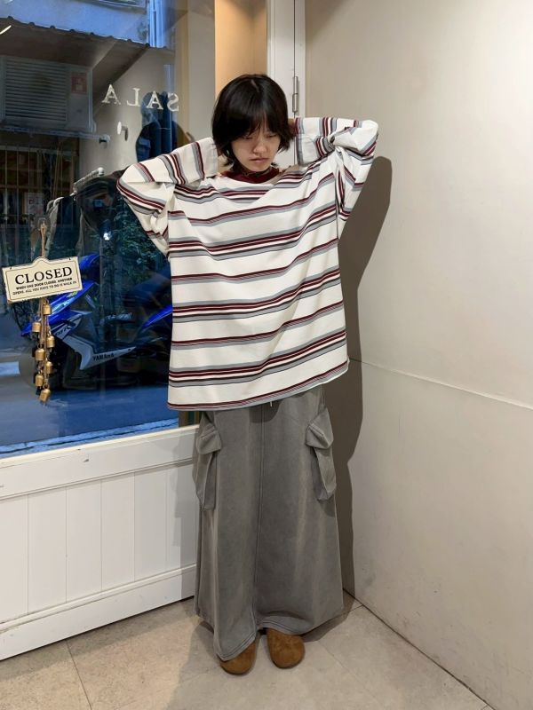條紋oversize長袖T 