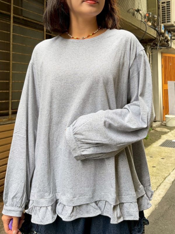 荷葉邊下擺休閒上衣 