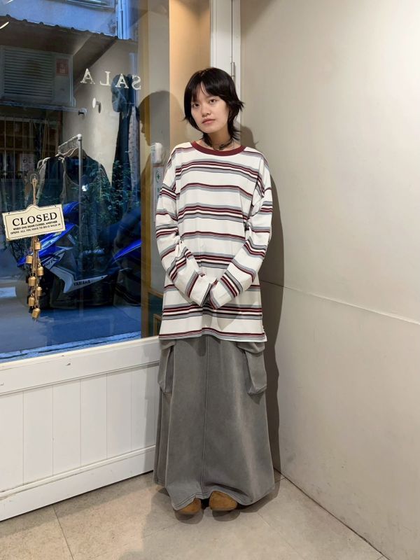 條紋oversize長袖T 