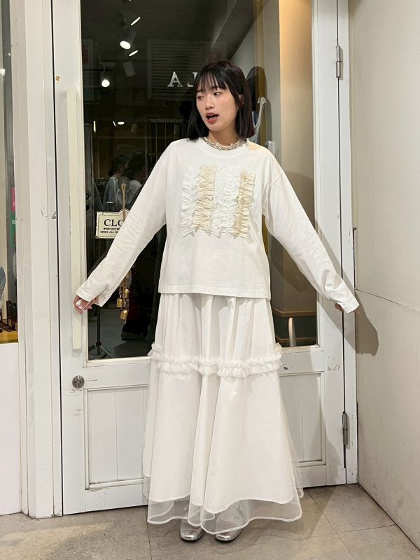 日系胸前荷葉摺邊上衣 