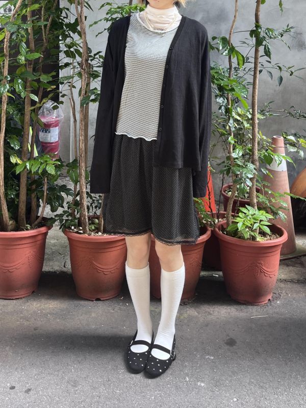 薄針織排扣開襟長袖罩衫 